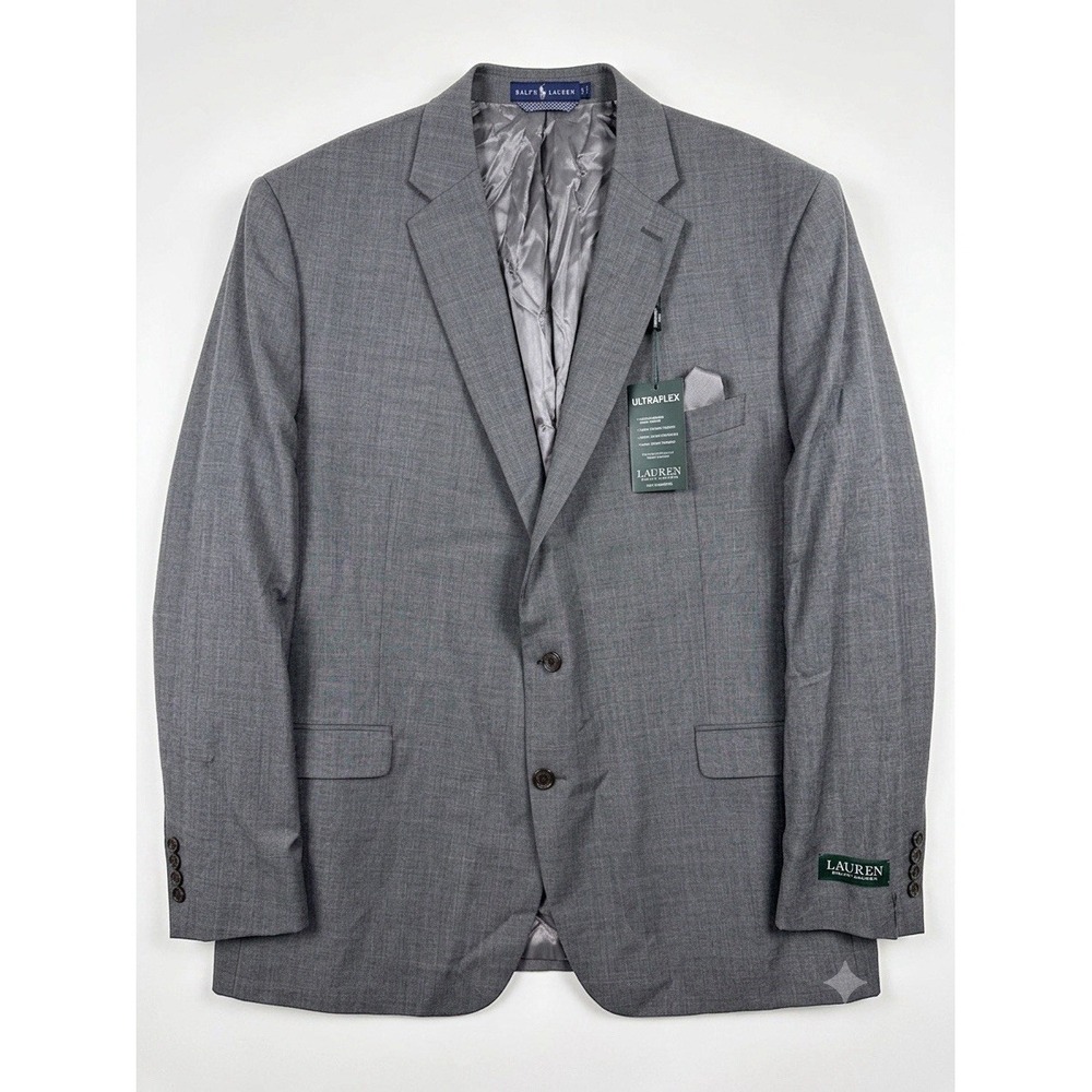 Ralph Lauren Men's Suit Coat 52 Long Grey Designer Formal Business New